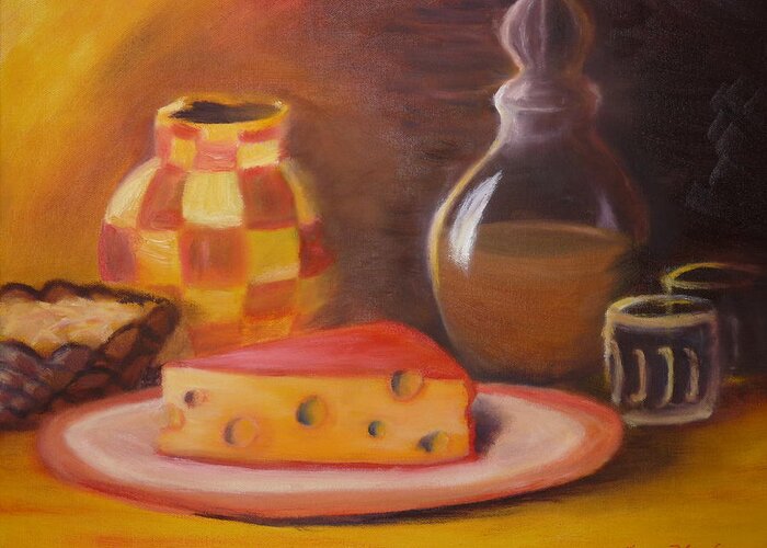 Cheese Greeting Card featuring the painting A Snack with Cheese by Anna Henderson