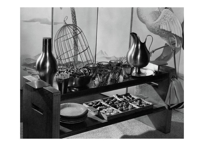 Interior Greeting Card featuring the photograph A Table With Tableware And Snacks by The 3