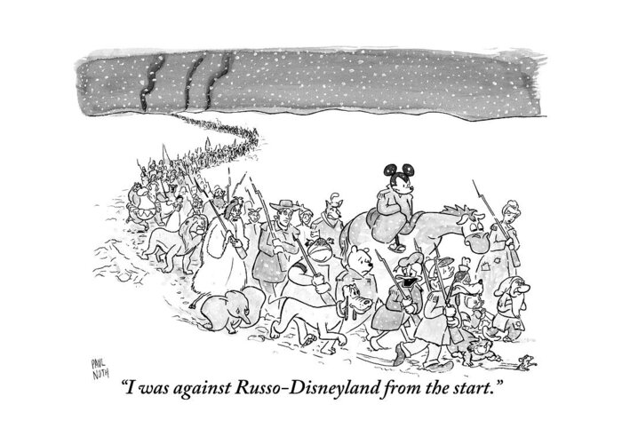 Napoleon Greeting Card featuring the drawing A Trail Of People And Disney Characters March by Paul Noth