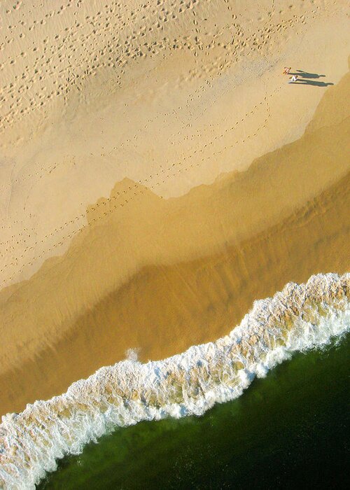 Pixels Greeting Card featuring the photograph A Walk on the Beach. A Kite Aerial Photograph. by Rob Huntley