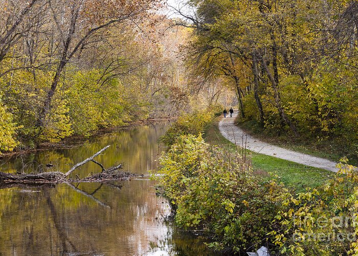 C&o Greeting Card featuring the photograph A Walk on the C and O Canal Towpath in Maryland in Autumn by William Kuta