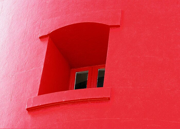 A Greeting Card featuring the photograph A Window In Red by Wendy Wilton