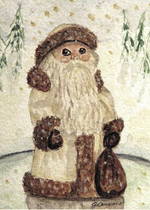 Santa Claus Greeting Card featuring the painting A Woodland Santa by Angela Davies