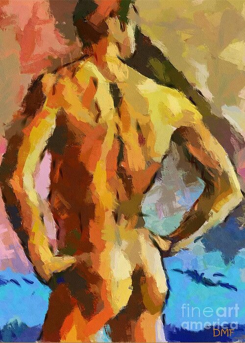 Nude Greeting Card featuring the painting A Young Man by Dragica Micki Fortuna