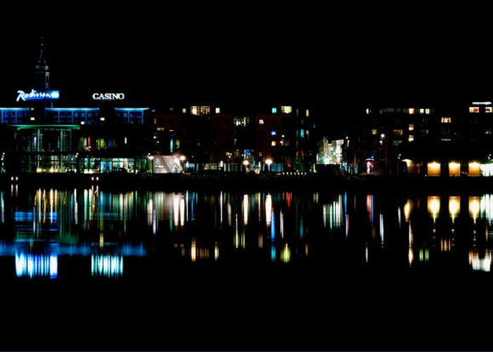 By Night Greeting Card featuring the photograph Aalborg by night by Mike Santis