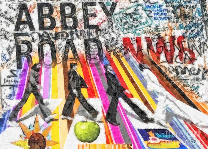 Abbey Road Greeting Card featuring the mixed media Abbey Road by Mo T