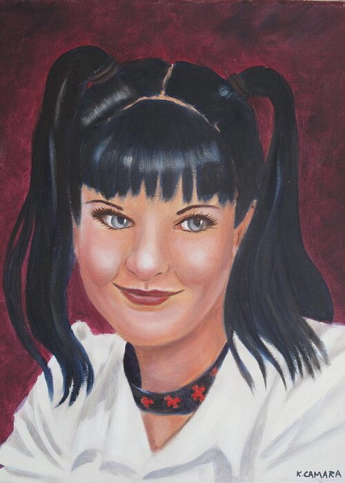 Portraits Greeting Card featuring the painting Abby of NCIS by Kathie Camara