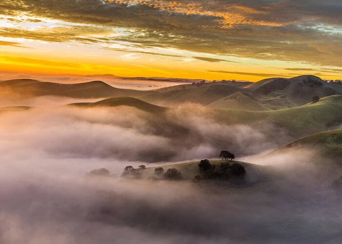 Landscape Greeting Card featuring the photograph Above the Hills at Sunrise by Marc Crumpler