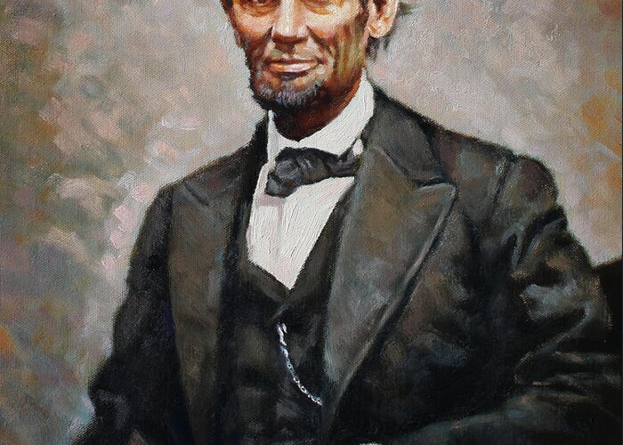 Abraham Lincoln Greeting Card featuring the painting Abraham Lincoln by Ylli Haruni