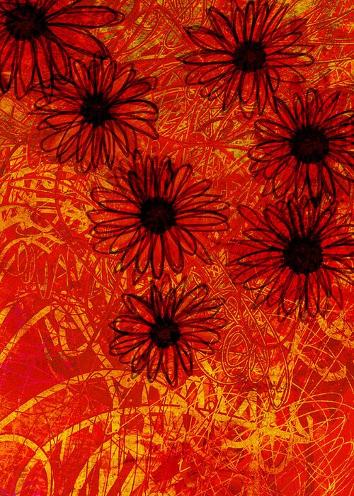 Daisies Greeting Card featuring the digital art abstract - art- flowers - Daisies by Ann Powell