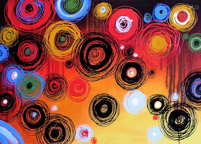 Abstract Greeting Card featuring the painting Abstract Art Print .. Circling by Amy Giacomelli