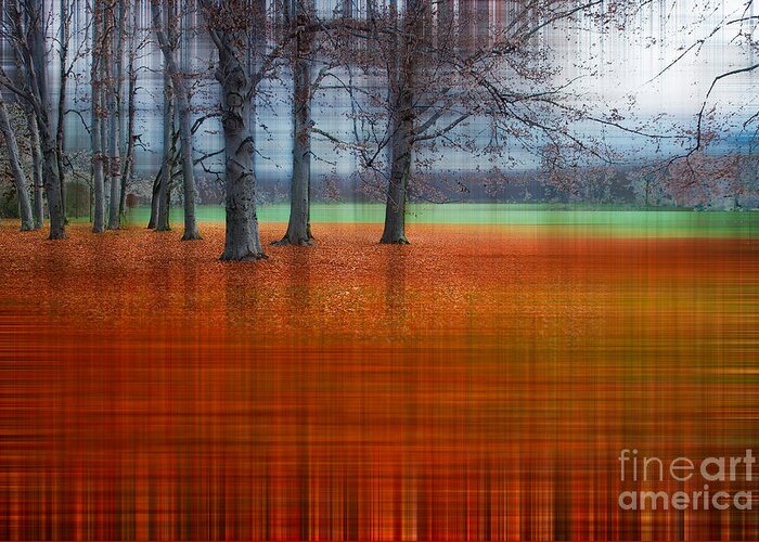 Abstract Greeting Card featuring the photograph abstract atumn II by Hannes Cmarits