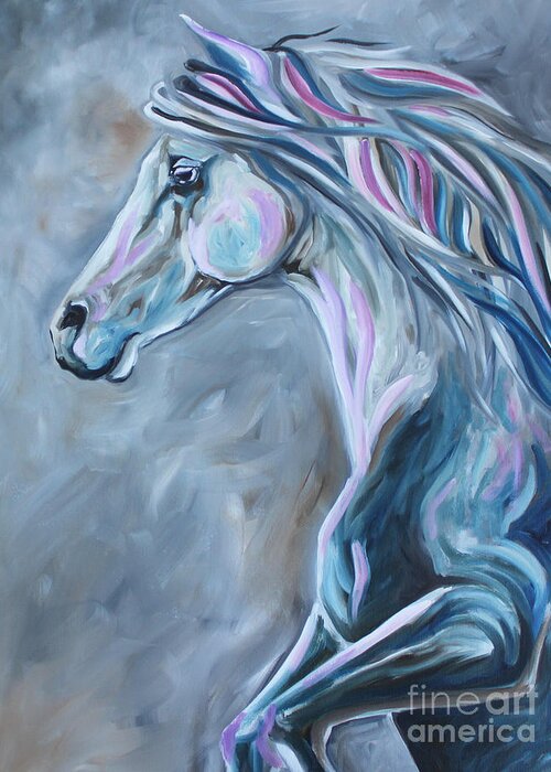 Horse Greeting Card featuring the painting Abstract Blue by Debbie Hart