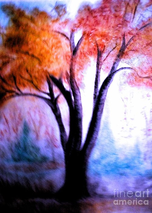 Fall Trees Greeting Card featuring the pastel Abstract Fall by Christina A Pacillo