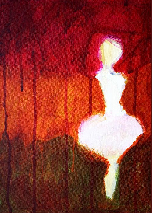 Abstract Greeting Card featuring the painting Abstract Ghost Figure No. 2 by Nancy Merkle