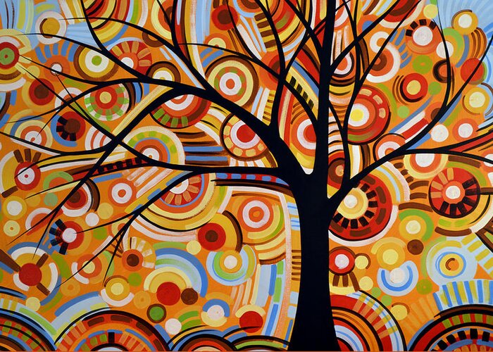 Trees Greeting Card featuring the painting Abstract Modern Tree Landscape THOUGHTS OF AUTUMN by Amy Giacomelli by Amy Giacomelli