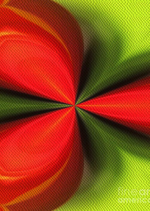 Abstract Greeting Card featuring the digital art Abstract Orange And Green by Smilin Eyes Treasures