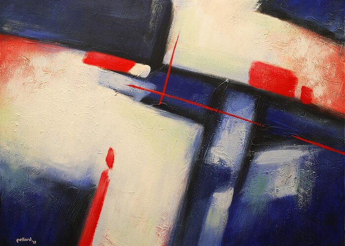Abstract Greeting Card featuring the painting Abstract Red Blue by Glenn Pollard