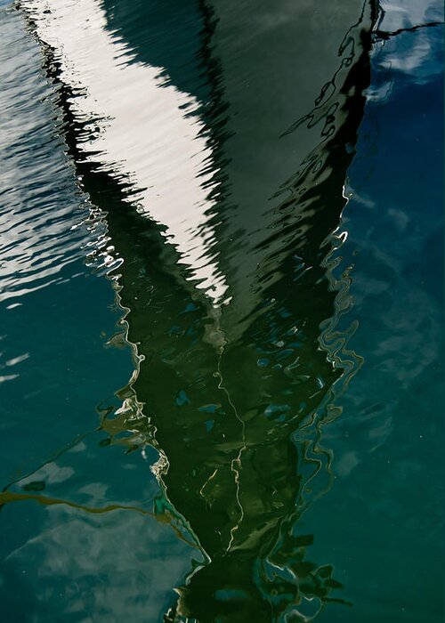 Sailboat Greeting Card featuring the photograph Abstract Sailboat Reflection by Jani Freimann