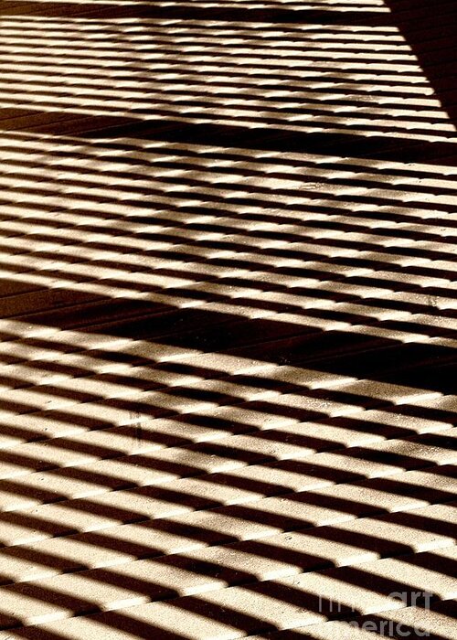 Sepia Abstract Greeting Card featuring the photograph Abstract Shadows on Boardwalk by John Harmon