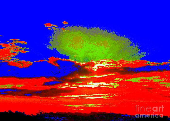 Clouds Greeting Card featuring the photograph Abstract Sunset Orange Blue Green and so on by Roberto Gagliardi