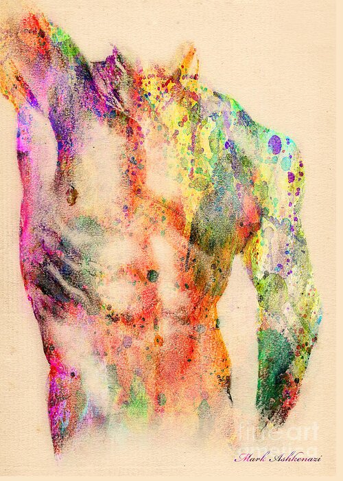Male Nude Art Greeting Card featuring the digital art Abstractiv Body by Mark Ashkenazi