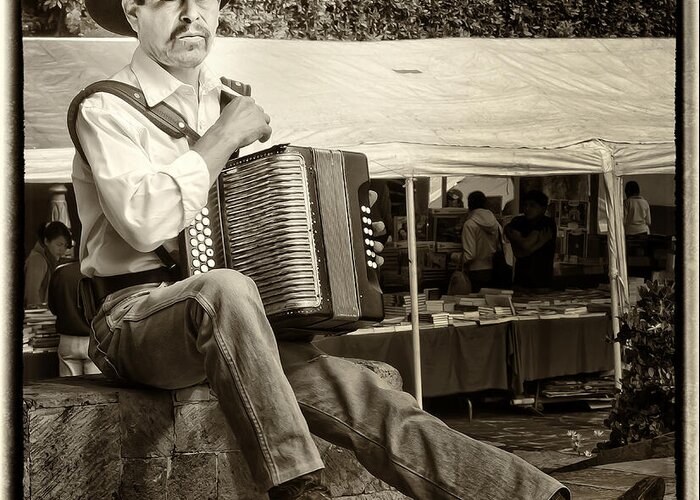 Accordion Greeting Card featuring the photograph Accordian Player by Barry Weiss