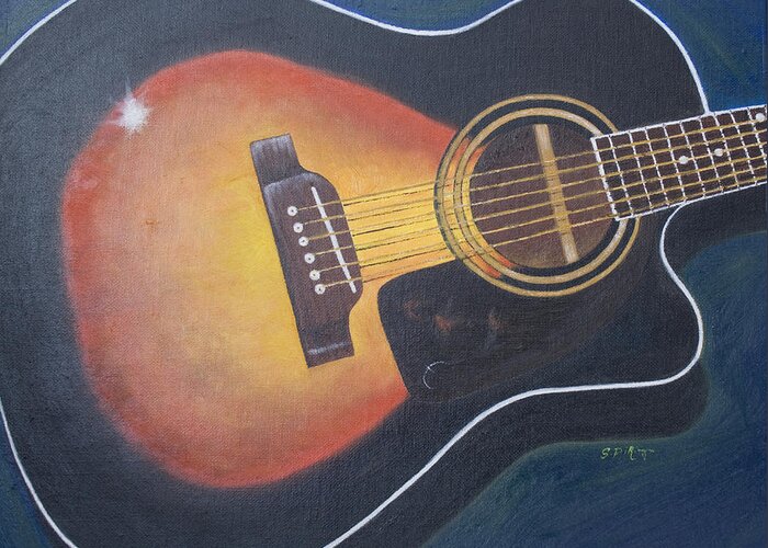 Still Life Greeting Card featuring the painting Acoustic Sunburst by Stephen J DiRienzo