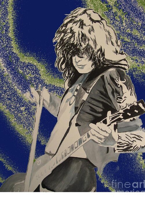 Jimmy Page Greeting Card featuring the painting Across The Strings II by Stuart Engel