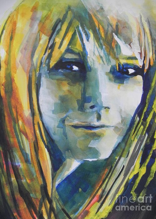 Watercolor And Gouache Painting Greeting Card featuring the painting Actress Gwyneth Paltrow by Chrisann Ellis