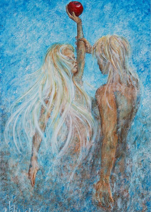 Adam And Eve Greeting Card featuring the painting Adam and Eve by Nik Helbig