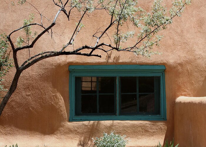 Adobe Greeting Card featuring the photograph Adobe Window in Green by Hermes Fine Art