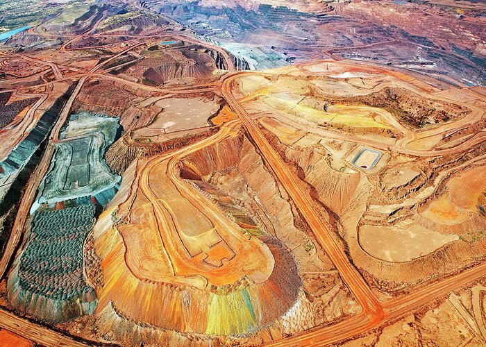 Mineral Greeting Card featuring the photograph Aerial View, Iron Ore Mine, Mount by John W Banagan