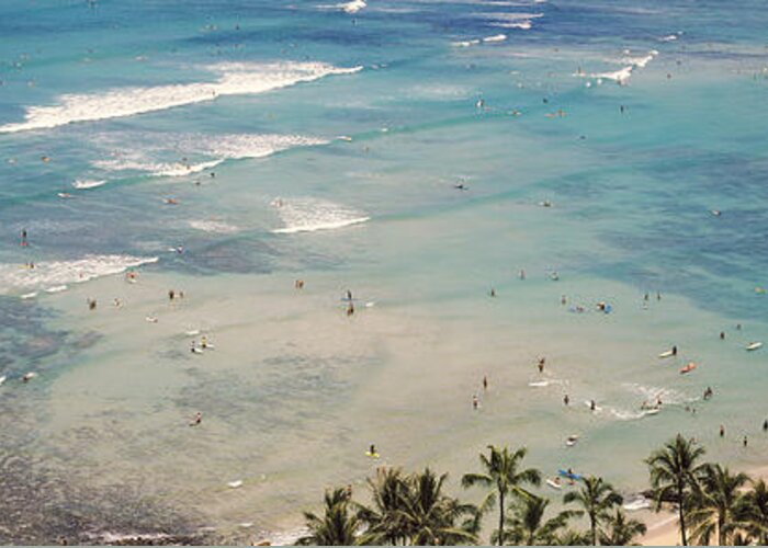 Photography Greeting Card featuring the photograph Aerial View Of A Beach, Waikiki Beach by Panoramic Images