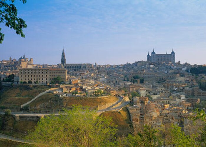 Photography Greeting Card featuring the photograph Aerial View Of A City, Toledo, Spain by Panoramic Images