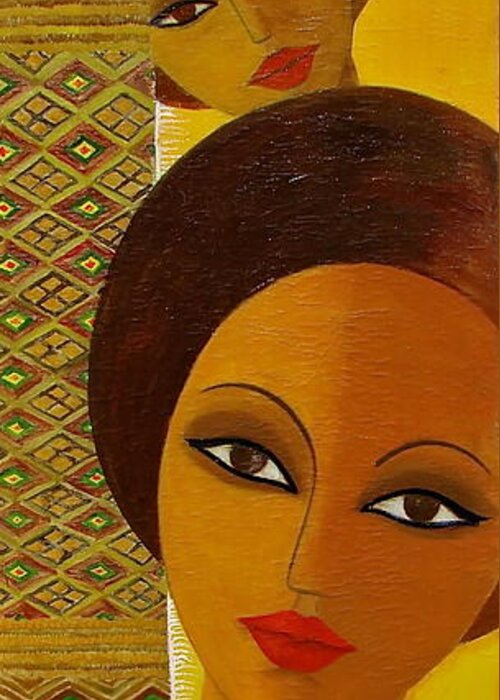African Paintings Greeting Card featuring the painting Afro Beauty by Mahlet