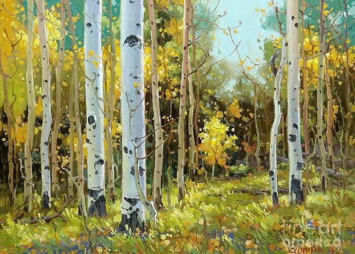 Aspen Art Greeting Card featuring the painting After a rain shower by Gary Kim
