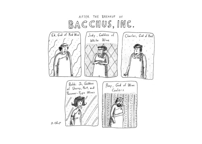 Drinking Greeting Card featuring the drawing After The Breakup Of Bacchus by Roz Chast