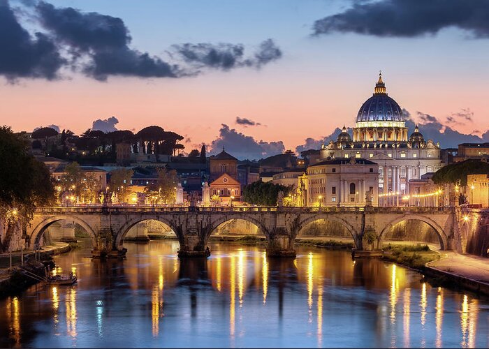 Tranquility Greeting Card featuring the photograph Afterglow, St Peters Basilica, Rome by Joe Daniel Price