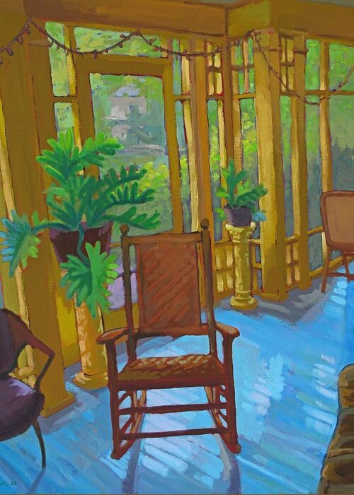 Furniture Greeting Card featuring the painting Afternoon Porchlight by Don Morgan