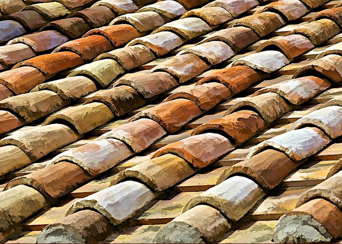 Abstract Greeting Card featuring the photograph Aged Terracotta Roof Tiles by David Letts