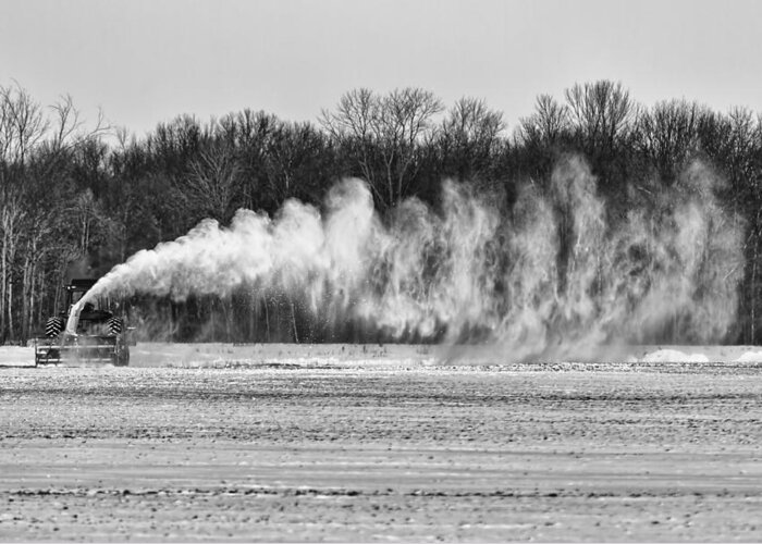 Airfield Greeting Card featuring the photograph Airfield Snow Blower by Thomas Young