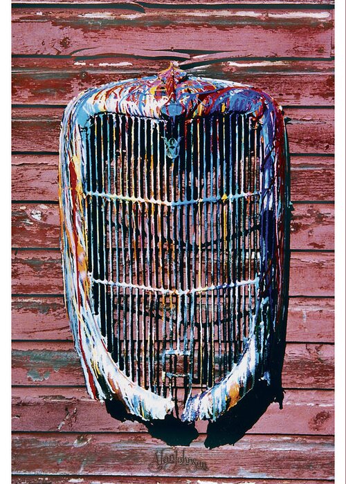 Hot Rod Grille Greeting Card featuring the photograph AJ's Grille by Alan Johnson