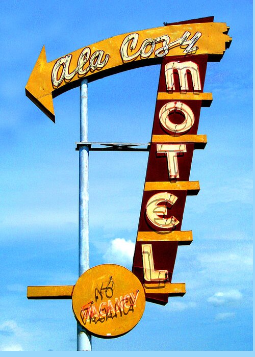 Mid Century Greeting Card featuring the photograph Ala Cozy Motel by Larry Hunter