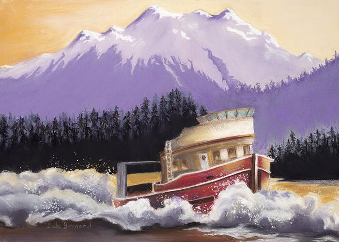 Boat Greeting Card featuring the painting Alaskan Boat Adventure by Dale Bernard
