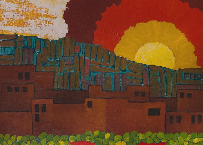 Landscape Greeting Card featuring the painting Albuquerque NM by Lena Wilhite