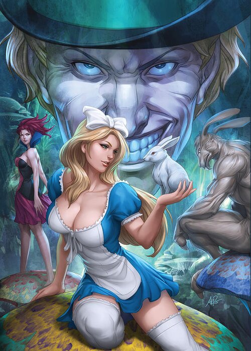 Grimm Fairy Tales Greeting Card featuring the digital art Alice in Wonderland 01A by Zenescope Entertainment