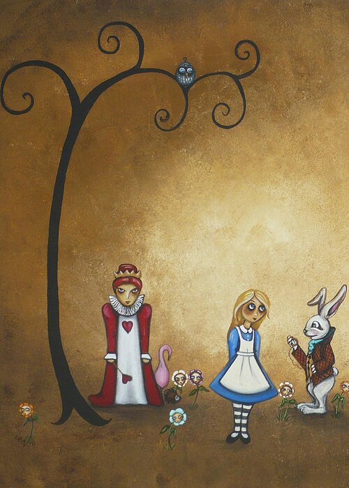Alice In Wonderland Art Greeting Card featuring the painting Alice in Wonderland Art - Encore - I by Charlene Zatloukal