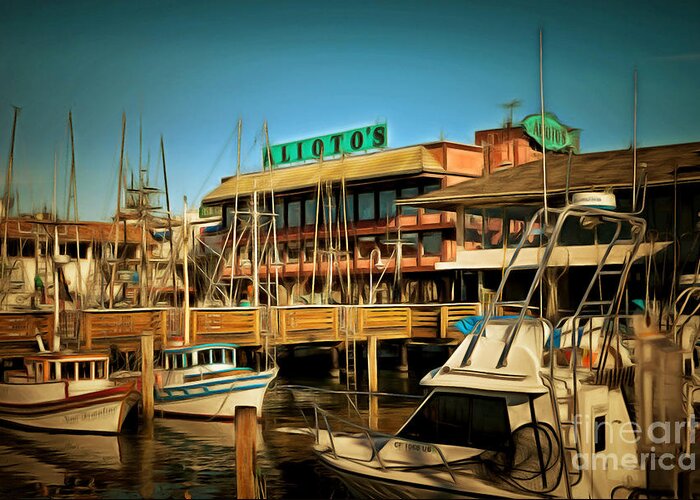 San Francisco Greeting Card featuring the photograph Aliotos Restaurant Restaurant Fishermans Wharf San Francisco California DSC2039brun by Wingsdomain Art and Photography