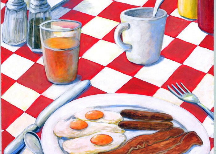 Breakfast Greeting Card featuring the painting All American Breakfast by Gerry High